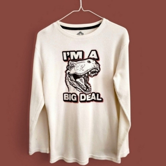 Boys (18/20 Husky) Dino Waffle Knit Graphic Top - Picture 4 of 4